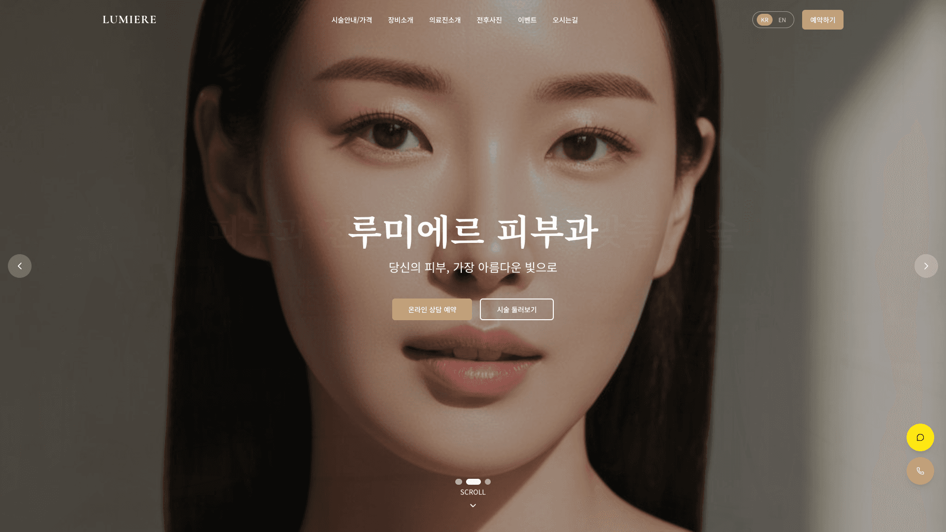 LUMIÈRE DERMATOLOGY 웹사이트 프리뷰